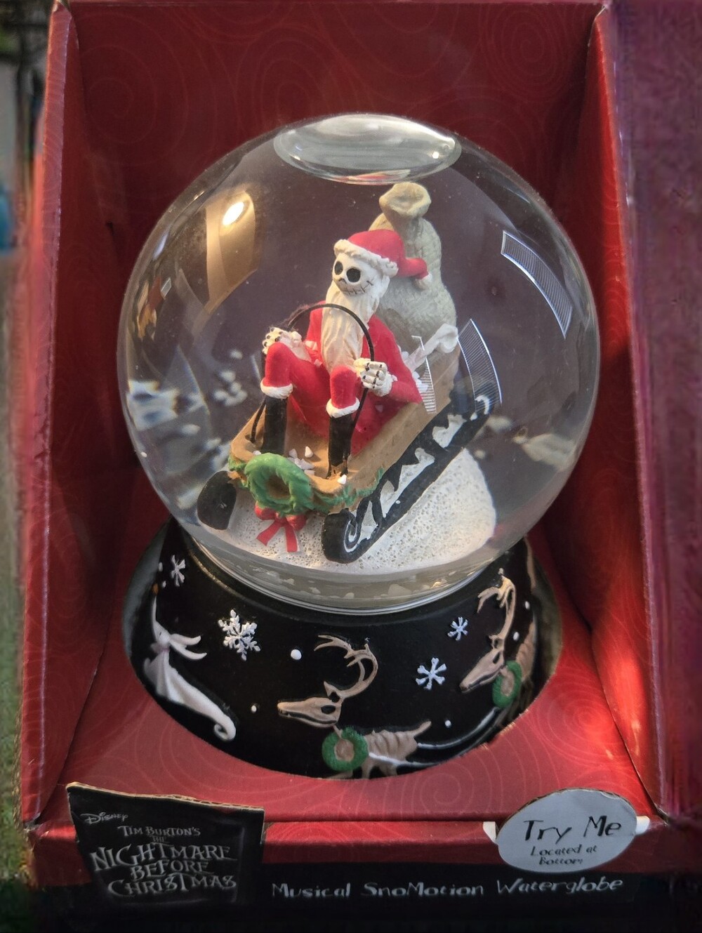 Jack Skellington Snow Globe - Red & Black